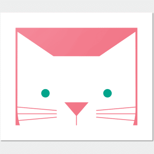 Peek-a-Boo Cat in Pink and Green Posters and Art